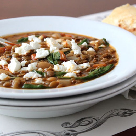 Lentil Soup with Spinach, Chorizo & Bacon