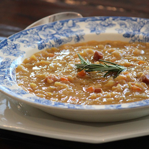 Yellow Split Pea Soup with Pancetta & Rosemary