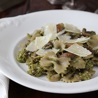 Farfalle with Roasted Chicken, Mushrooms & Winter Pesto