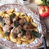 Pork Medallions with Apple, Shallot & Crispy Sage